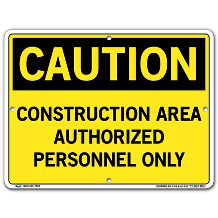Vestil Aluminum Composite Sign, 9-1/2" H, 12-1/2" WW, Rectangle, English, SI-C-65-B-AC-130 SI-C-65-B-AC-130